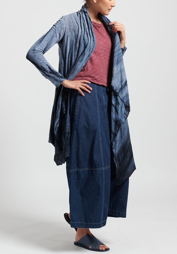 Gilda Midani Solid Dyed Long Karan Cardigan in Marble Steel Blue	
