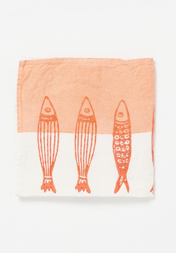 Bertozzi Handmade Linen Printed Napkin in Panarea Coral	