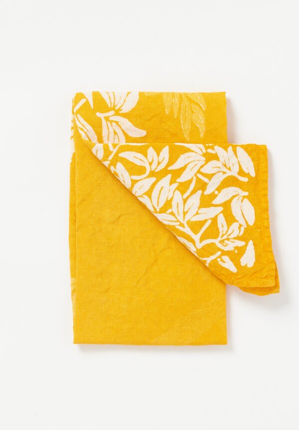 Bertozzi Handmade Crumpled Linen Olive Branch Kitchen Towel in Gold	