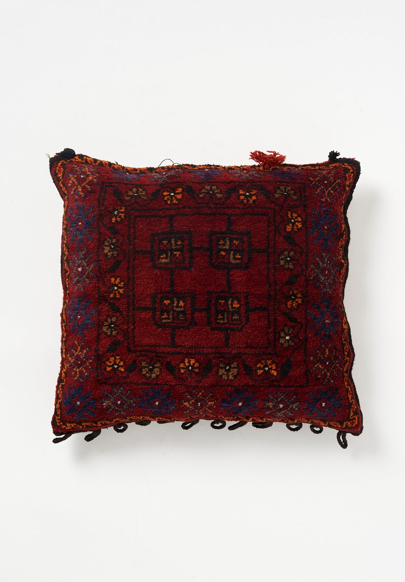 Wool Hand-Knotted Pillow in Red I