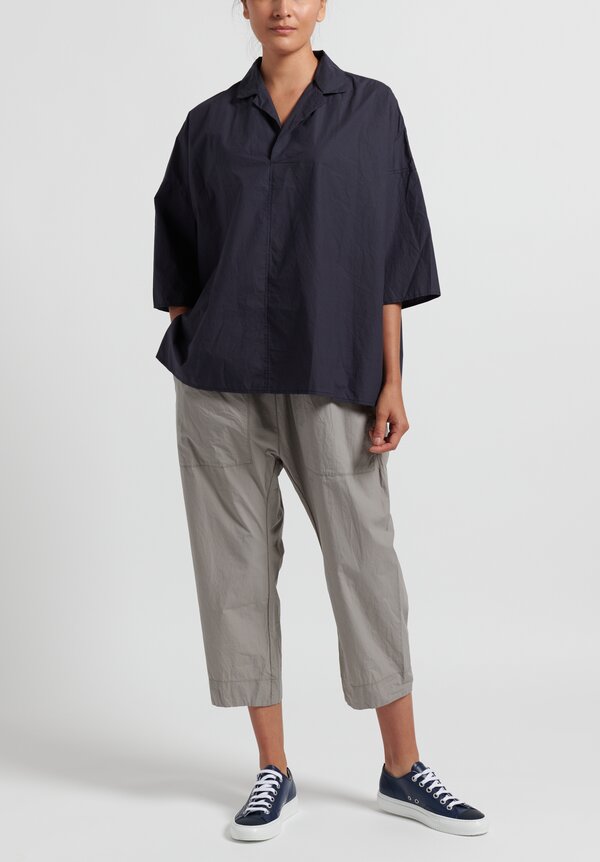 Album di Famiglia Cotton Relaxed Shirt in Navy	