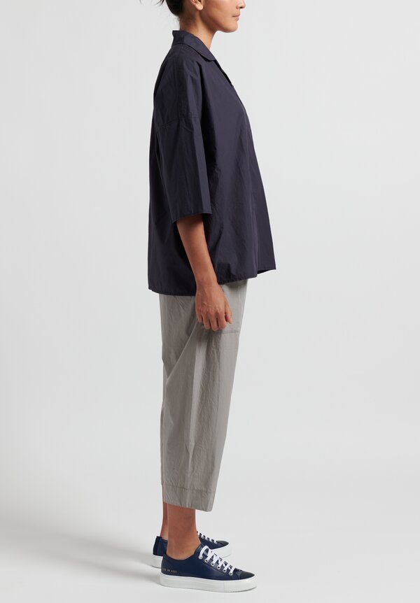Album di Famiglia Cotton Relaxed Shirt in Navy	