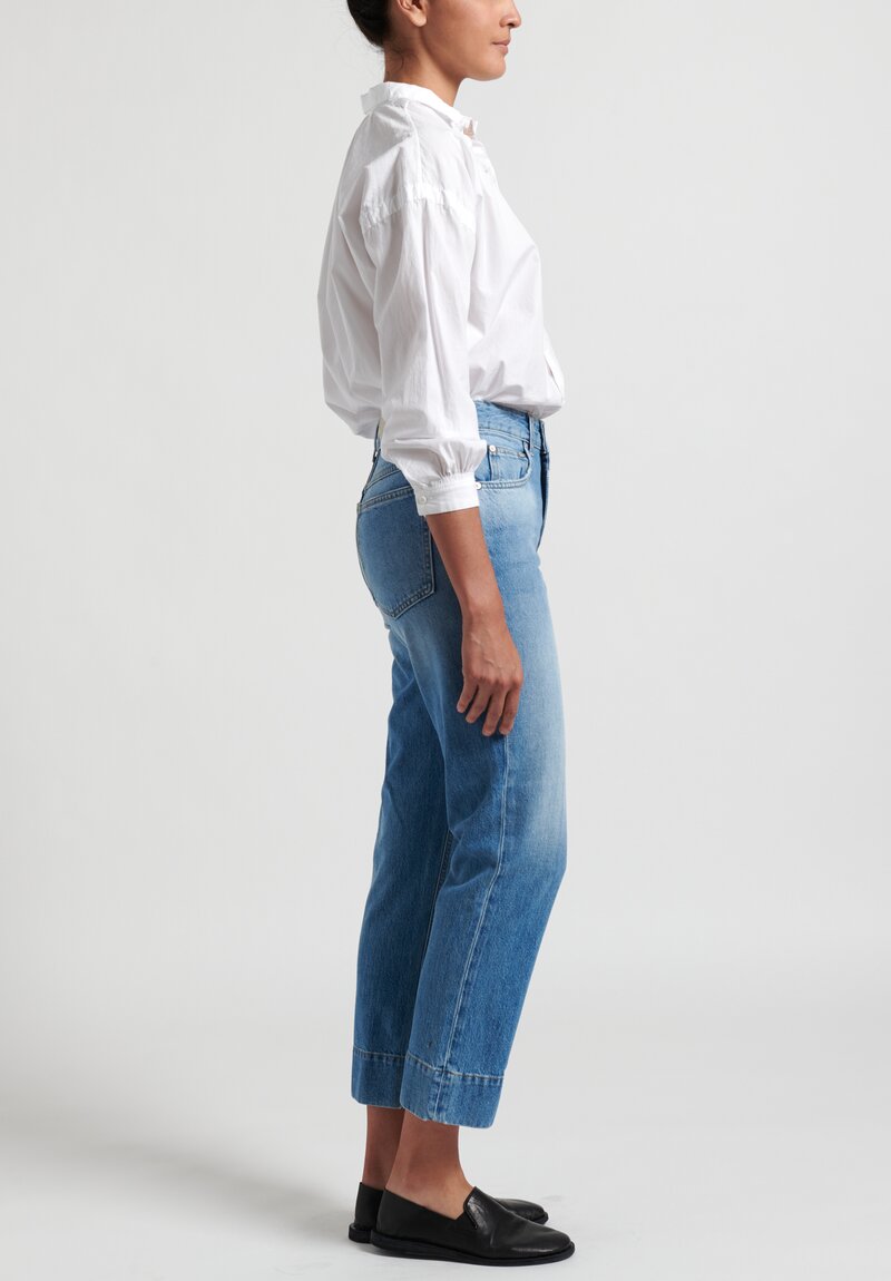 Closed Gloria High Rise Frayed Hem Jeans in Mid Blue	