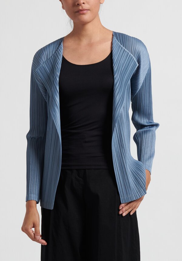 Pleats Please Monthly Colors March Open Jacket in Light Blue