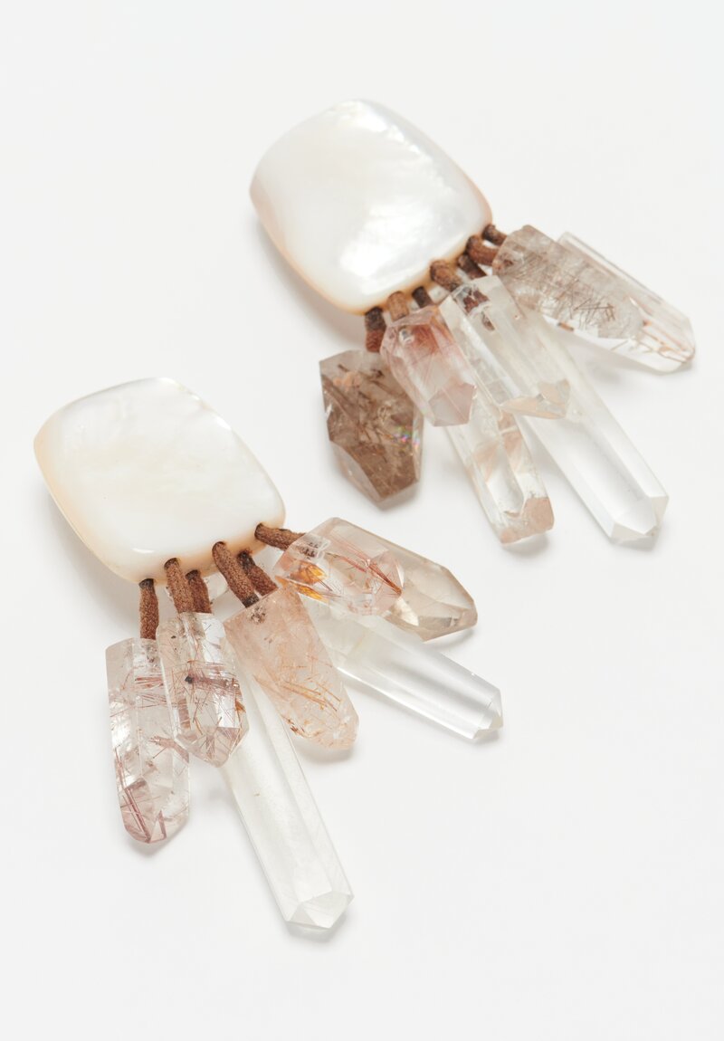 Monies UNIQUE Mother of Pearl, Crystal Clip-Ons