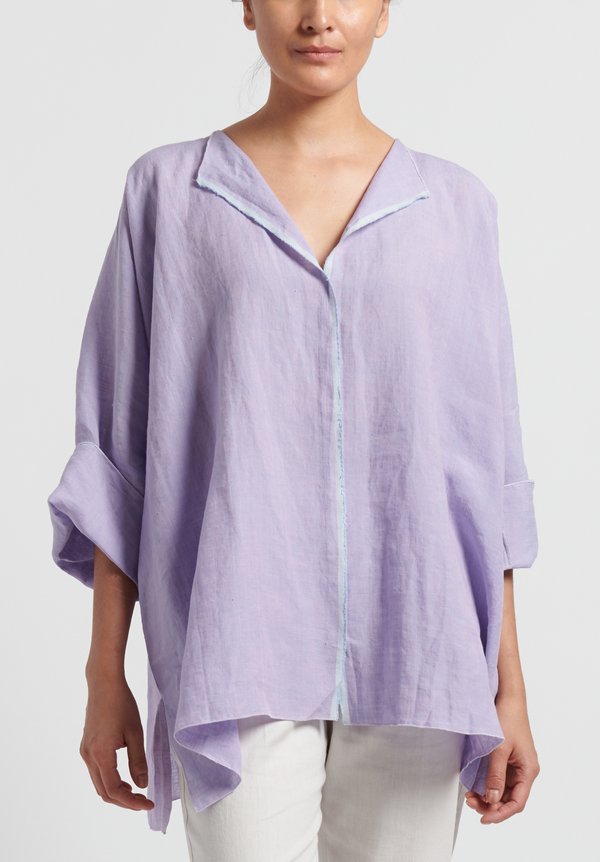 Shi Linen Reverse Seam Long Top Lilac