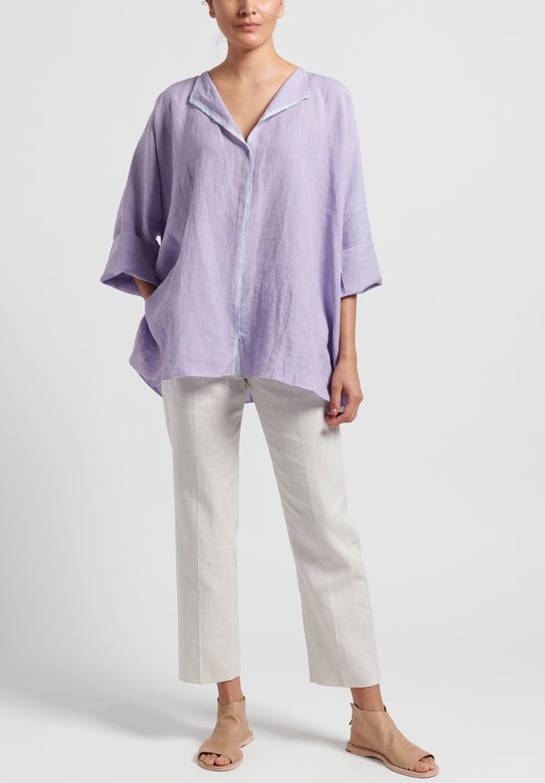 Shi Linen Reverse Seam Long Top Lilac