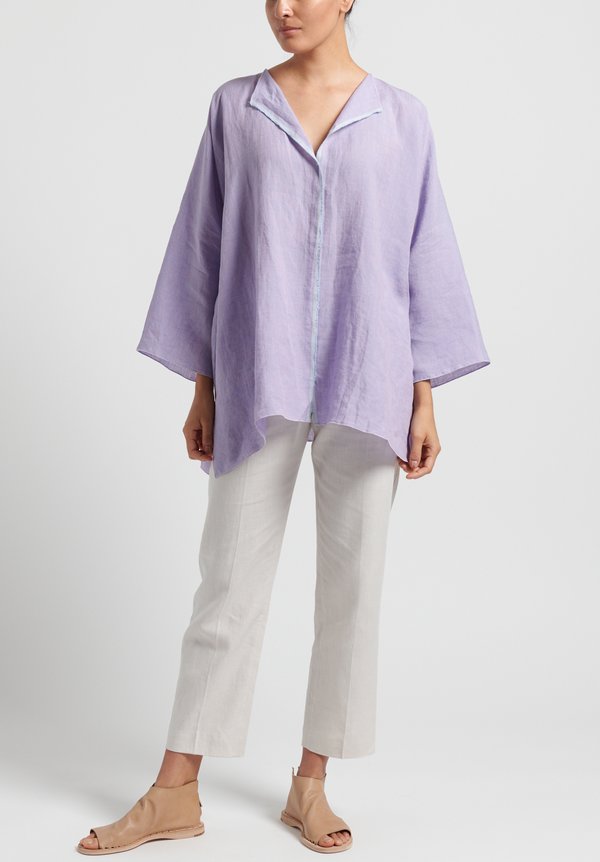 Shi Linen Reverse Seam Long Top Lilac