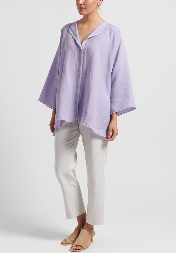 Shi Linen Reverse Seam Long Top Lilac