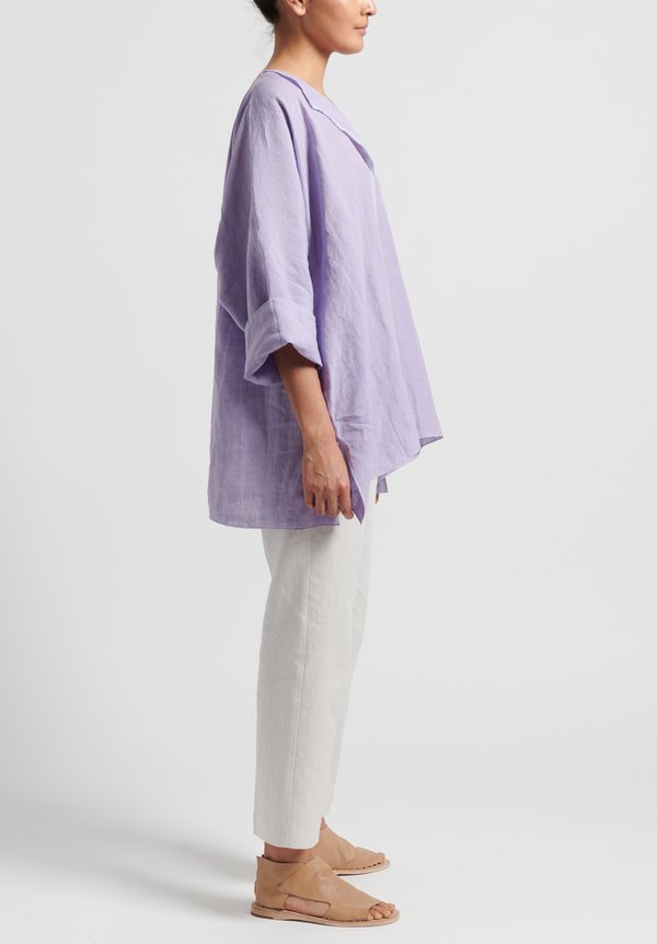 Shi Linen Reverse Seam Long Top Lilac