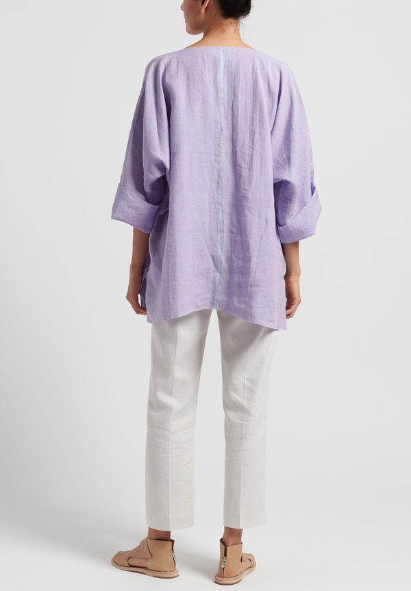Shi Linen Reverse Seam Long Top Lilac