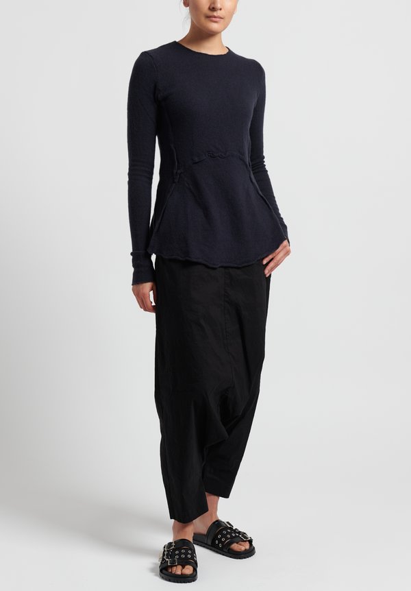 Rundholz Cashmere Fitted Knit Top in Deep Blue