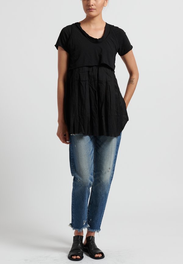 Rundholz Dip Cotton Layered Top in Black	