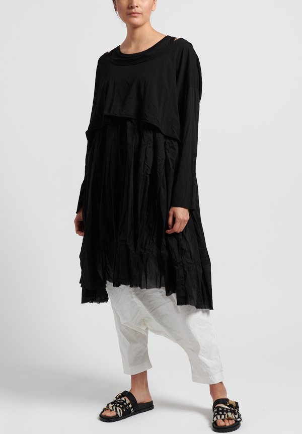 Rundholz Dip Cotton Oversized Layered Dress in Black