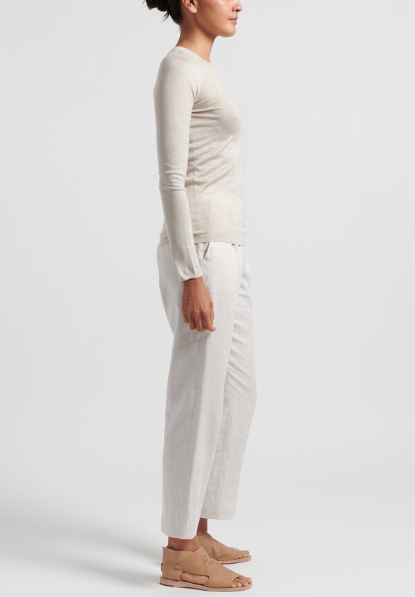 Agnona Linen/Cotton Twill Long Formal Pants in Cream