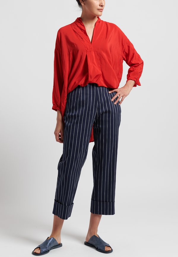 Peter O. Mahler Cotton/Linen Straight Striped Pants in Navy