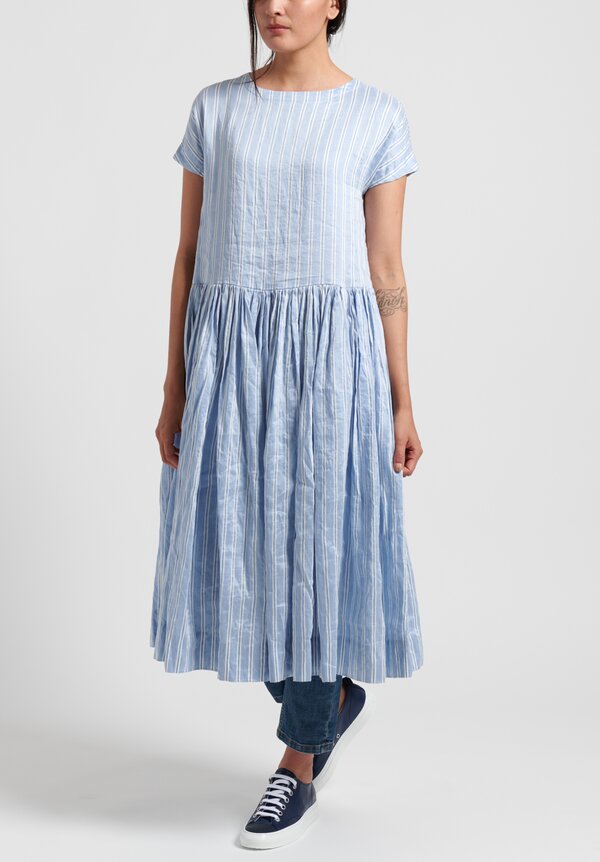 Casey Casey Linen/Silk Striped Pasha Rouch Dress	