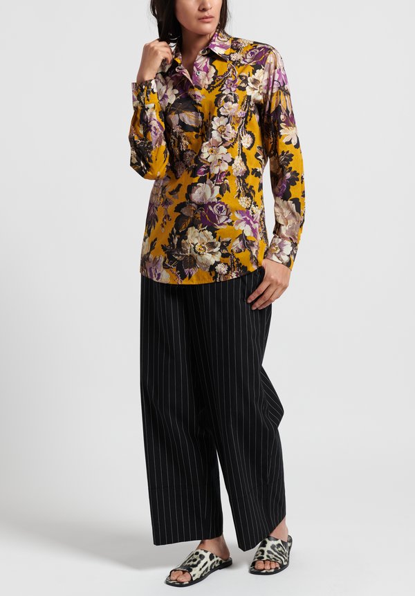 Dries van Noten Clavelly Shirt in Yellow Floral