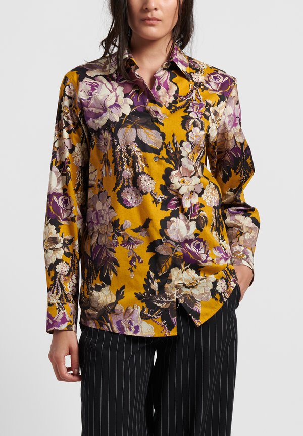 Dries Van Noten Clavelly Shirt in Yellow Floral | Santa Fe Dry Goods ...