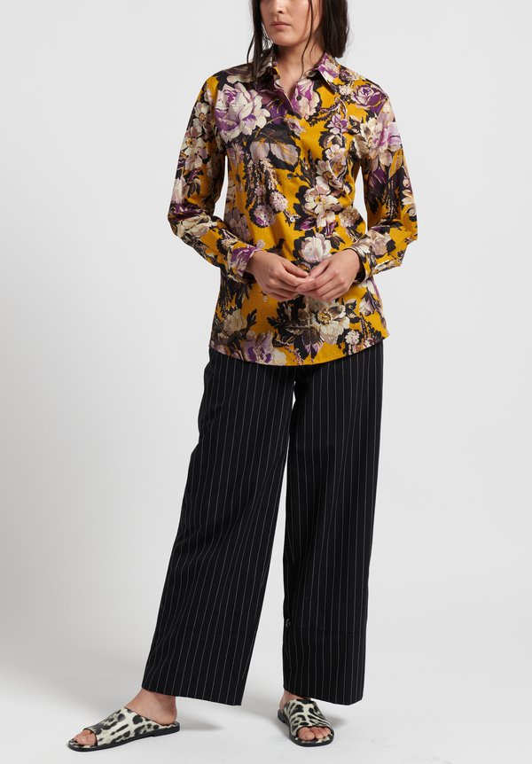 Dries van Noten Clavelly Shirt in Yellow Floral