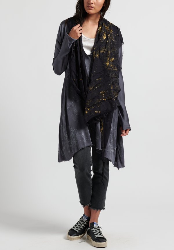 Jaga Painted Asymmetrical Scarf in Black/ Gold	