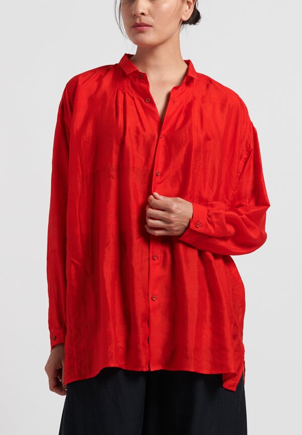 kaval Wide Gathered Blouse in Red	