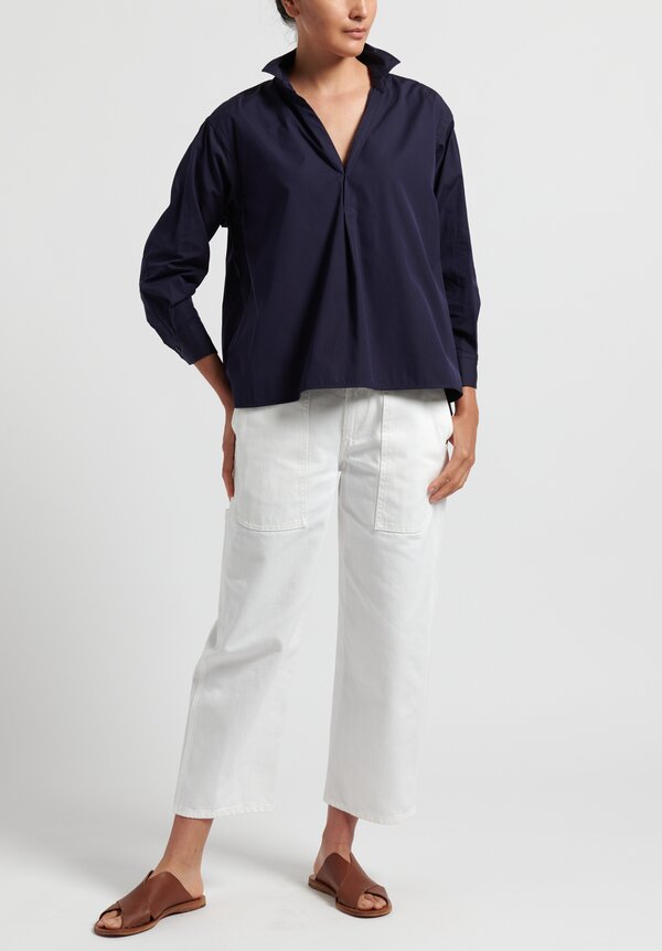 Ticca Simple Cotton Shirt in Navy