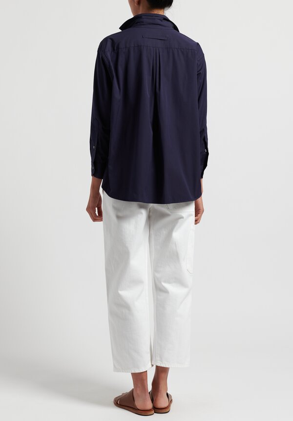 Ticca Simple Cotton Shirt in Navy