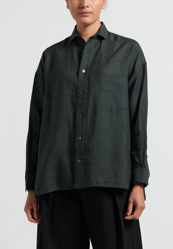 Ticca Linen Single Pocket Shirt in Khaki	