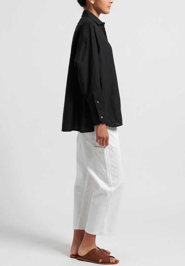 Ticca Linen Single Pocket Shirt in Black