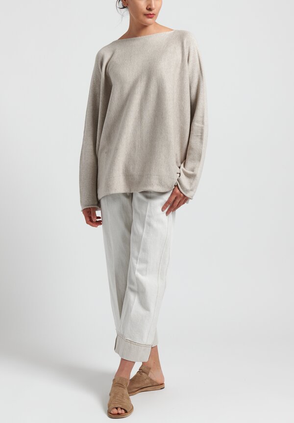 Lauren Manoogian Pima Cotton/Mulberry Silk Horizontal Boatneck Sweater	