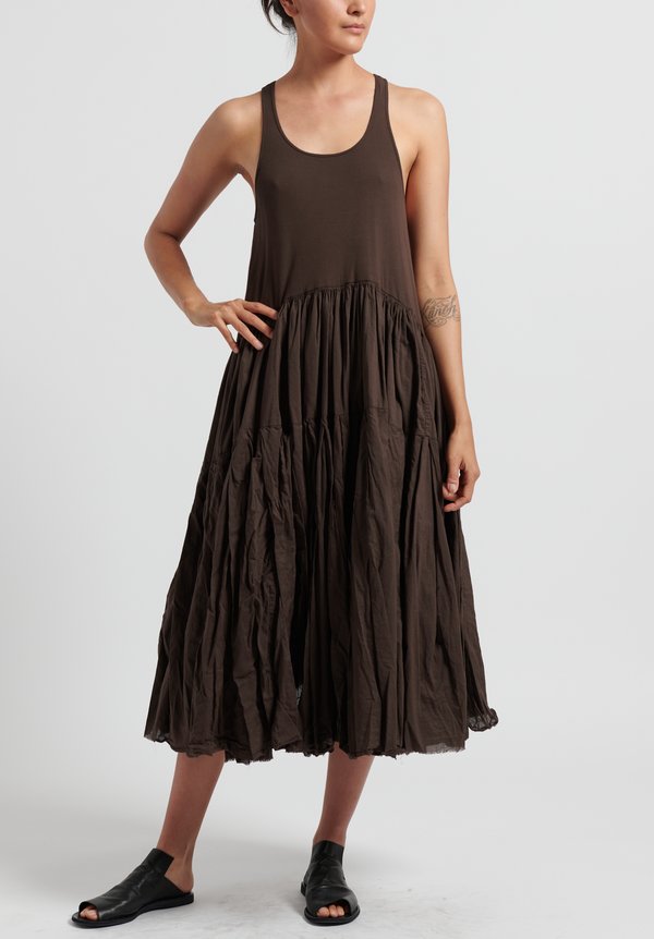 Rundholz Dip Cotton Ribbed and Gathered Tank Dress	