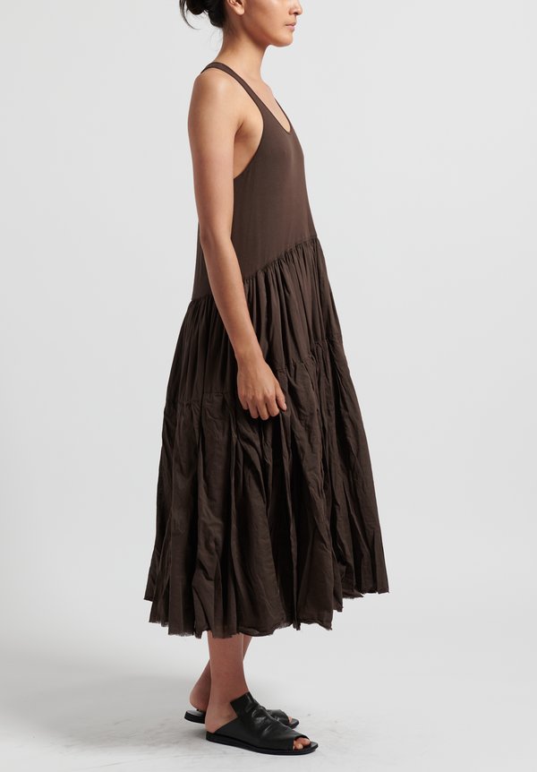 Rundholz Dip Cotton Ribbed and Gathered Tank Dress	