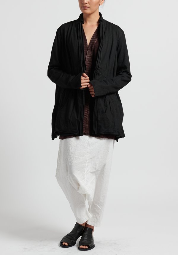 Rundholz Dip Cotton Layered Rolled Edge Jacket in Black	
