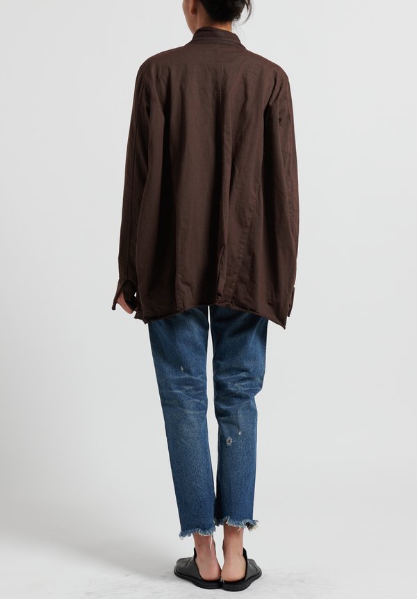 Rundholz Dip Cotton Layered Rolled Edge Jacket in Rust	