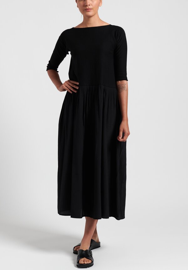 Daniela Gregis Long Cotton/ Silk Knitted Dress in Black