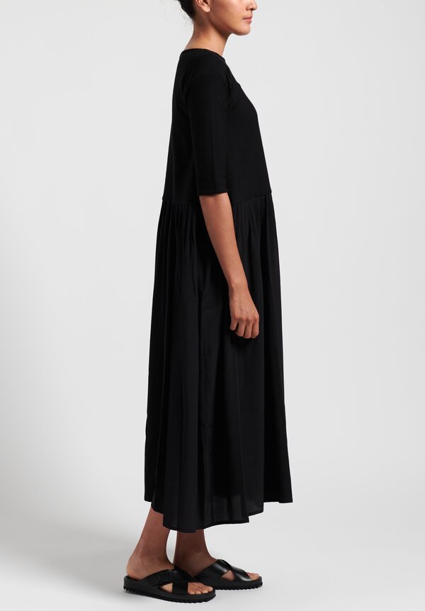 Daniela Gregis Long Cotton/ Silk Knitted Dress in Black
