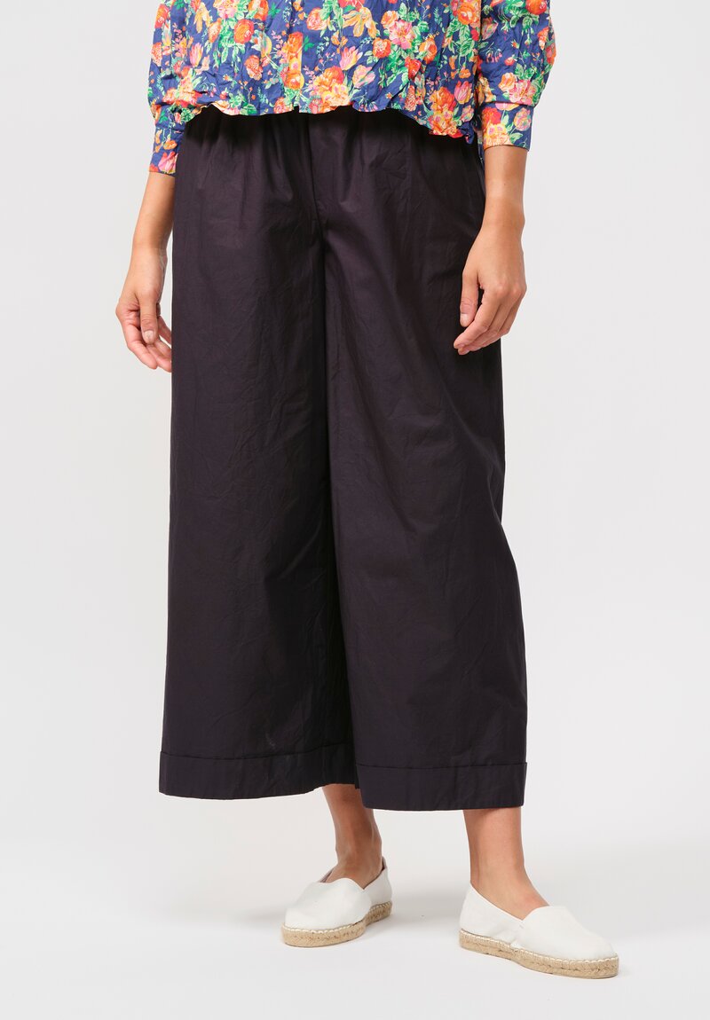 Daniela Gregis Washed Cotton Wide Leg Pigiama Tasche Pants in Navy Blue	