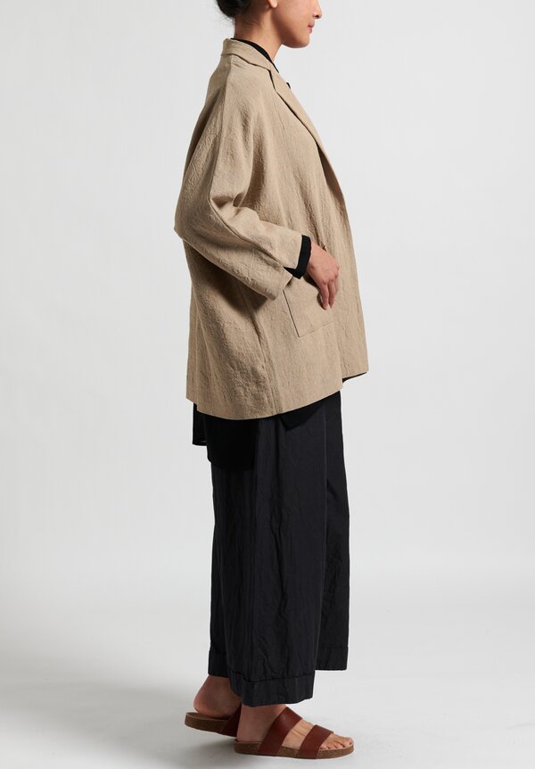 Daniela Gregis Linen Oversize Textured Peony Jacket in Natural	