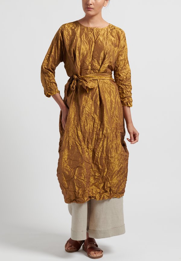 Daniela Gregis Washed Silk Luciana Honey Dress in Gold	