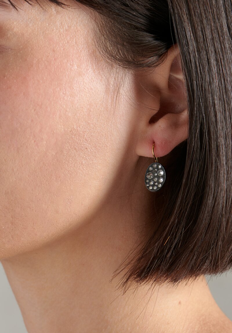 TAP by Todd Pownell 18k, Oxid Silver, Oval Inverted Diamond Drops	
