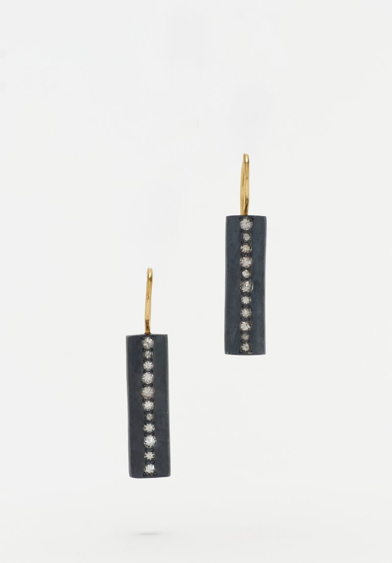 TAP by Todd Pownell 18k, Oxid Silver, Long Concave Rectangles with Inverted Diamonds	