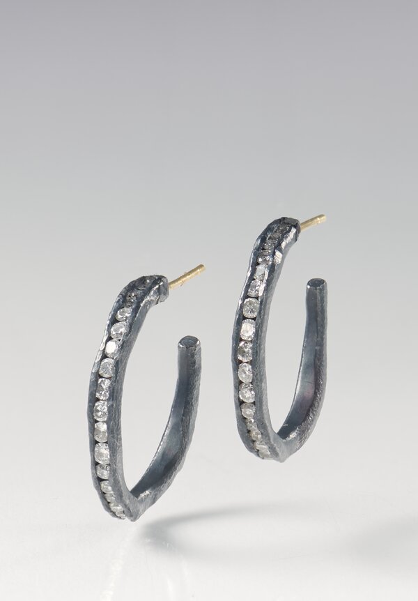 TAP by Todd Pownell 18k, Oxid Silver, Inverted Diamond Channel Hoops	