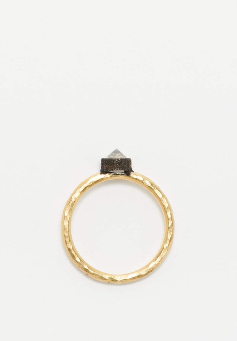 TAP by Todd Pownell 18k, Oxid Silver, Single Inverted Diamond Ring