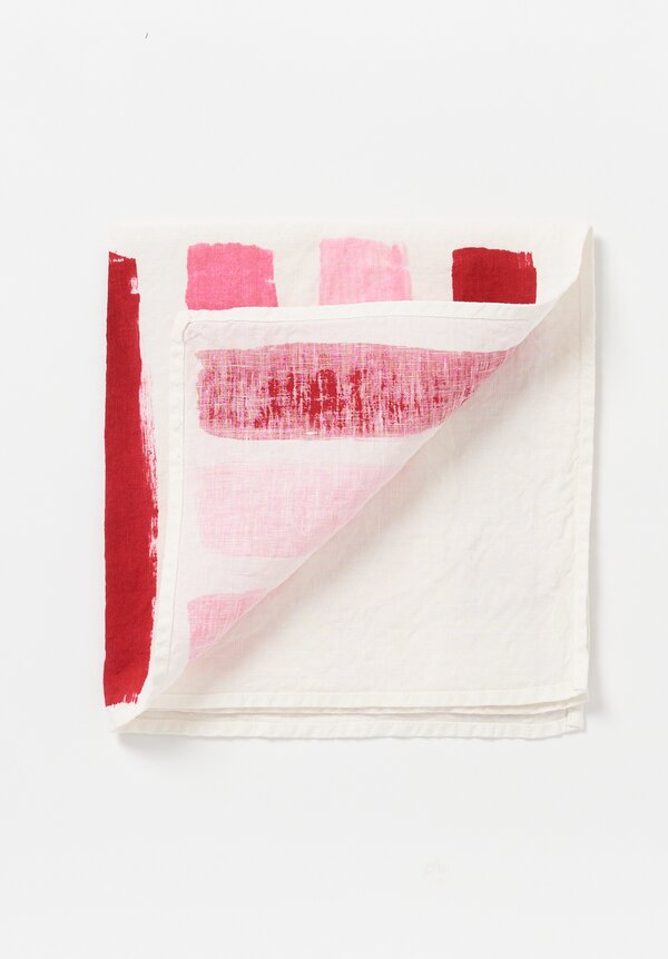 Bertozzi Handmade Linen Striped Napkin in Rose	