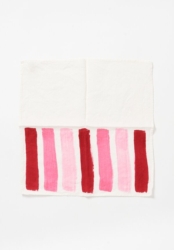 Bertozzi Handmade Linen Striped Napkin in Rose	
