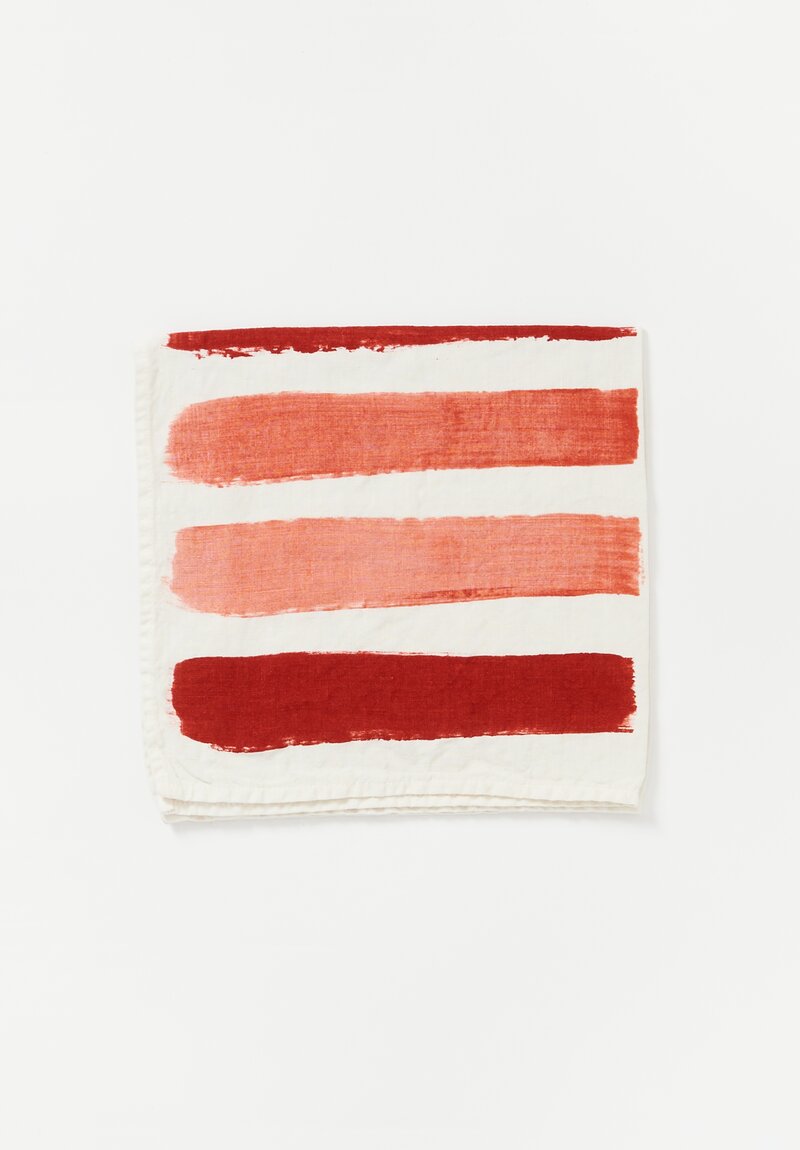 Bertozzi Handmade Linen Striped Napkin in Red	