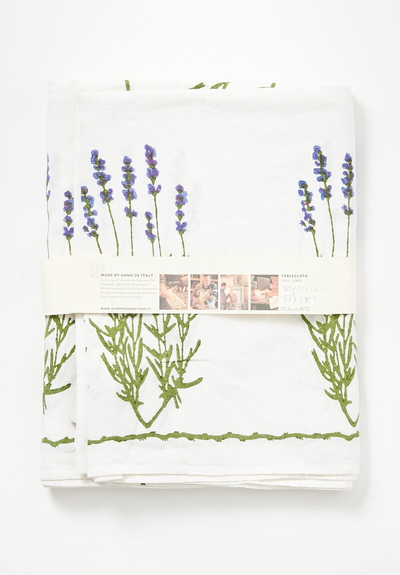 Bertozzi Handmade Linen Large Printed Tablecloth Lavender	