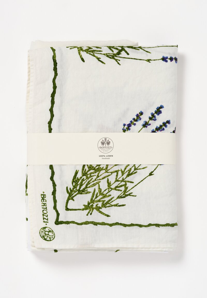 Bertozzi Handmade Linen Lavender Flower Print Tablecloth