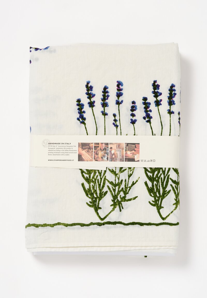 Bertozzi Handmade Linen Lavender Flower Print Tablecloth	